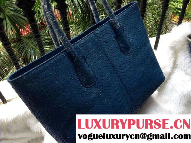 Chanel Calfskin Python Pattern Shopping Tote Bag Blue Fall Winter 2014