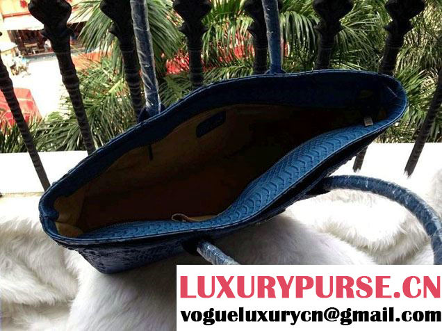 Chanel Calfskin Python Pattern Shopping Tote Bag Blue Fall Winter 2014