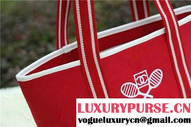 Chanel Canvas Tote Bag Red