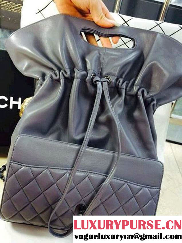 Chanel Quilted Flap Shopping Tote Timeless Classic Bag Grey - Fall 2014