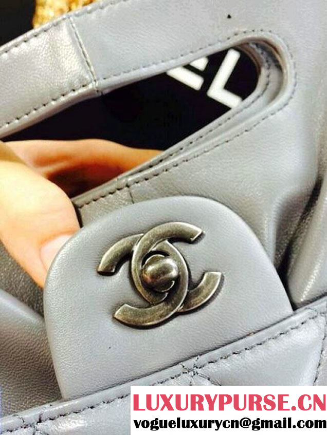 Chanel Quilted Flap Shopping Tote Timeless Classic Bag Grey - Fall 2014