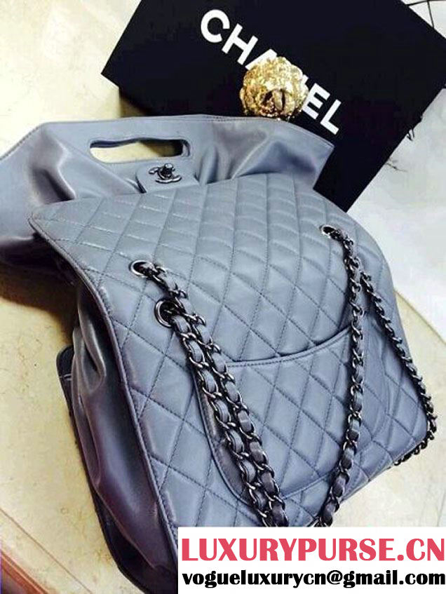 Chanel Quilted Flap Shopping Tote Timeless Classic Bag Grey - Fall 2014
