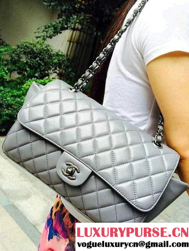 Chanel Quilted Flap Shopping Tote Timeless Classic Bag Grey - Fall 2014