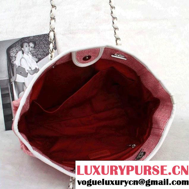 Chanel Deauville Canvas Tote Small Bag Pink