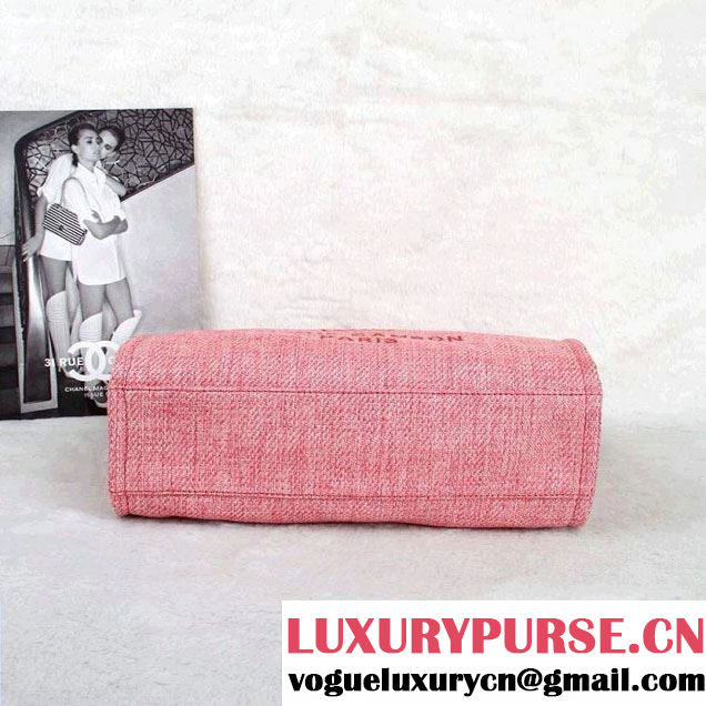 Chanel Deauville Canvas Tote Small Bag Pink
