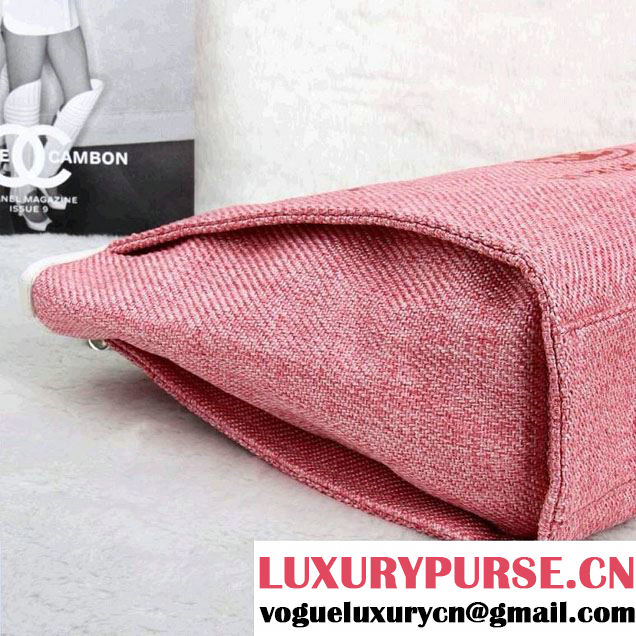 Chanel Deauville Canvas Tote Small Bag Pink