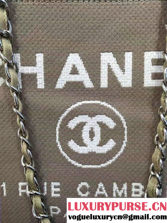 Chanel Deauville Canvas Tote Medium Bag Coffee