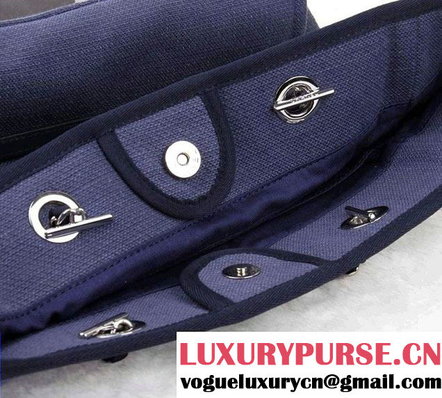 Chanel Deauville Canvas Tote Small Bag Blue