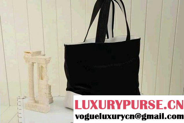 Chanel Velvet Shopping Tote Bag Black 2014