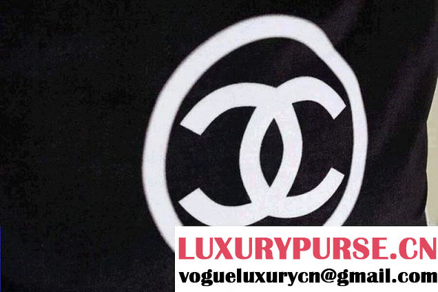 Chanel Velvet Shopping Tote Bag Black 2014