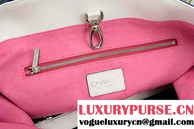 Chanel Velvet Shopping Tote Bag Blue 2014