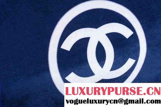 Chanel Velvet Shopping Tote Bag Blue 2014
