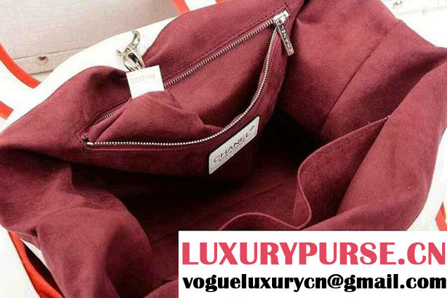 Chanel Velvet Shopping Tote Bag Cerise 2014