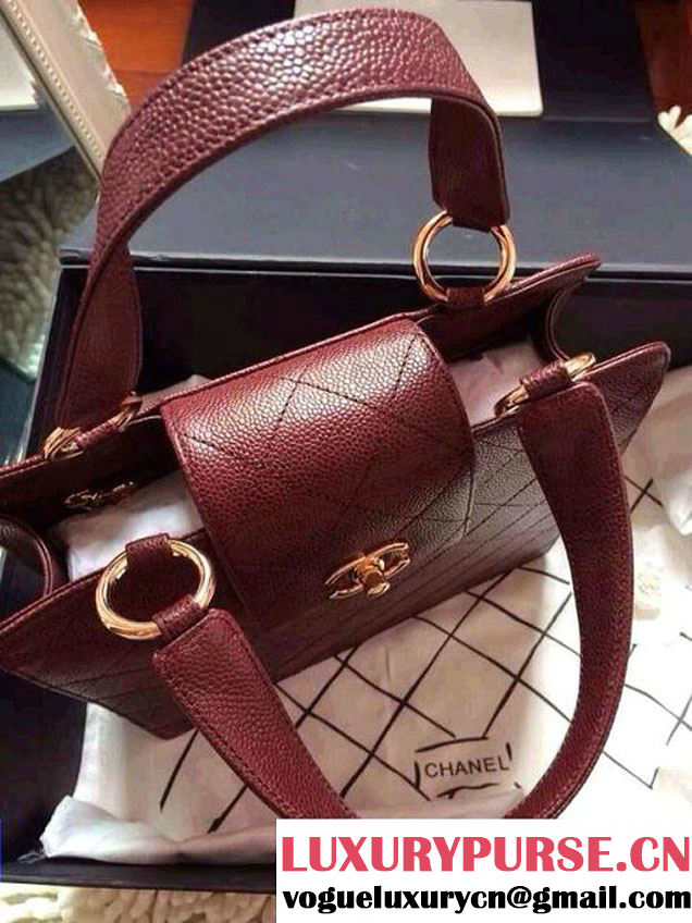 Chanel Caviar Leather Tote Bag Date Red Fall 2014