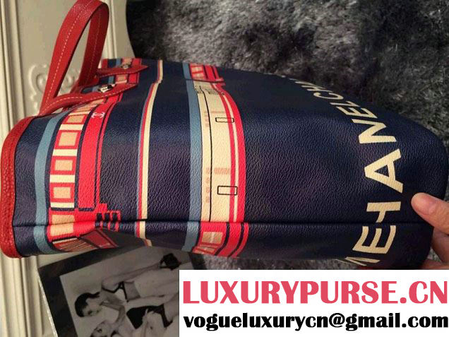 Chanel Coated Canvas Le Train Shopping Tote Bag Blue 2015
