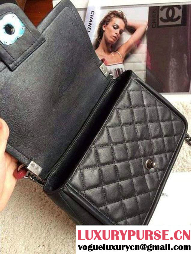 Chanel Calfskin Leather Flap Shoulder Tote Bag Black 2015