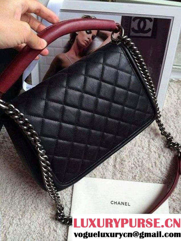 Chanel Calfskin Leather Flap Shoulder Tote Bag Black 2015