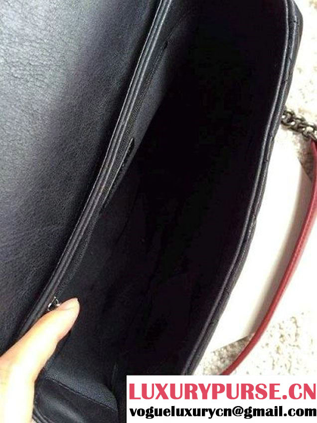 Chanel Calfskin Leather Flap Shoulder Tote Bag Black 2015