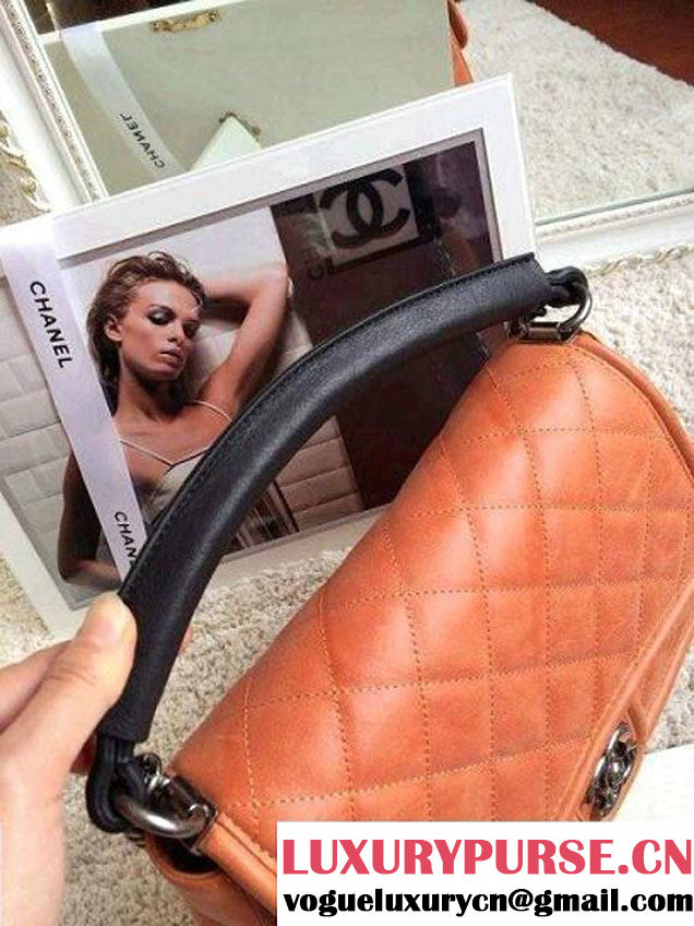 Chanel Calfskin Leather Flap Shoulder Tote Bag Apricot 2015