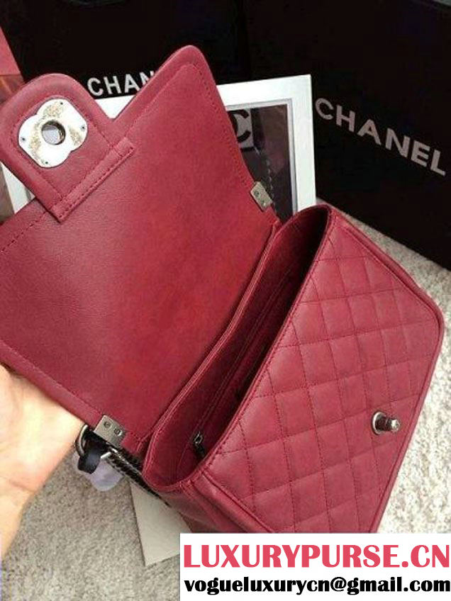 Chanel Calfskin Leather Flap Shoulder Tote Bag Date Red 2015