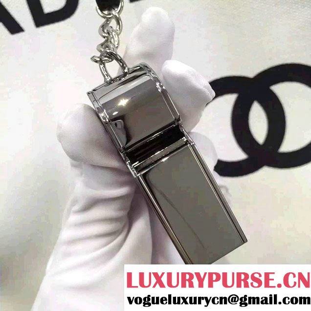 Chanel Black/White Canvas Shopping Tote Bag with Whistle 2015
