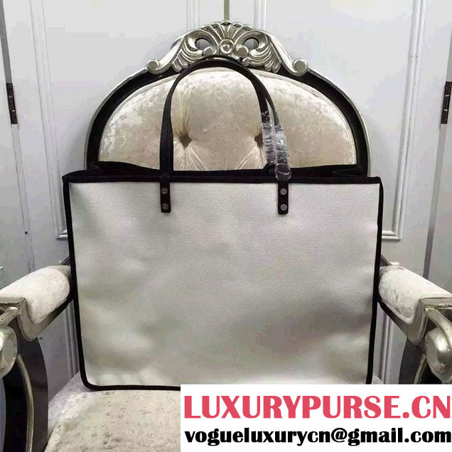 Chanel Black/White Canvas Shopping Tote Bag with Whistle 2015