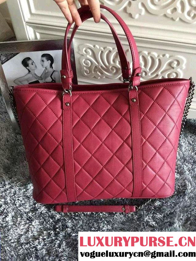 Chanel Calfskin Shopping Tote Bag A92820 Red 2015