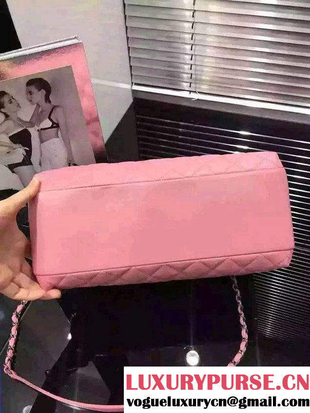 Chanel Lambskin Bowling Bag A92238/A92239 Pink Embellished With A Chanel Metallic Plate 2015