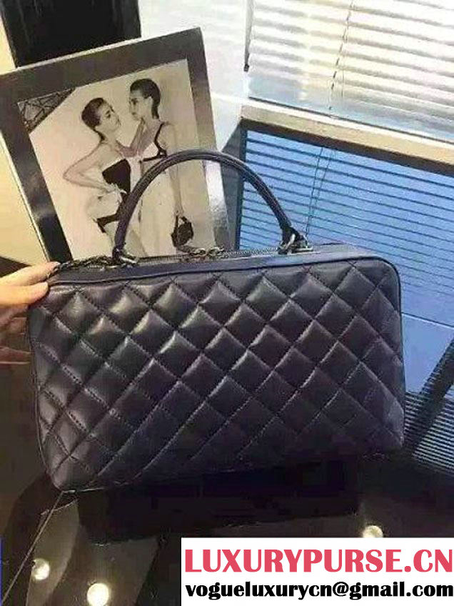 Chanel Lambskin Bowling Bag A92238/A92239 Royal Blue Embellished With A Chanel Metallic Plate 2015