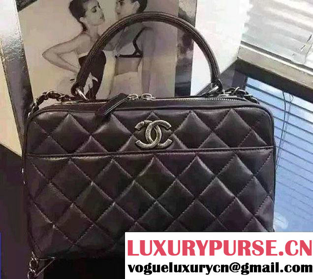 Chanel Lambskin Bowling Bag A92238/A92239 Black Embellished With A Chanel Metallic Plate 2015