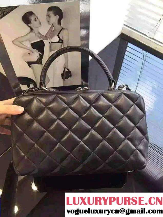 Chanel Lambskin Bowling Bag A92238/A92239 Black Embellished With A Chanel Metallic Plate 2015