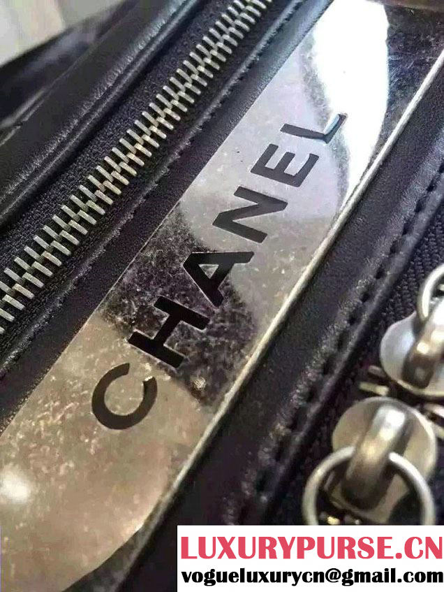 Chanel Lambskin Bowling Bag A92238/A92239 Black Embellished With A Chanel Metallic Plate 2015