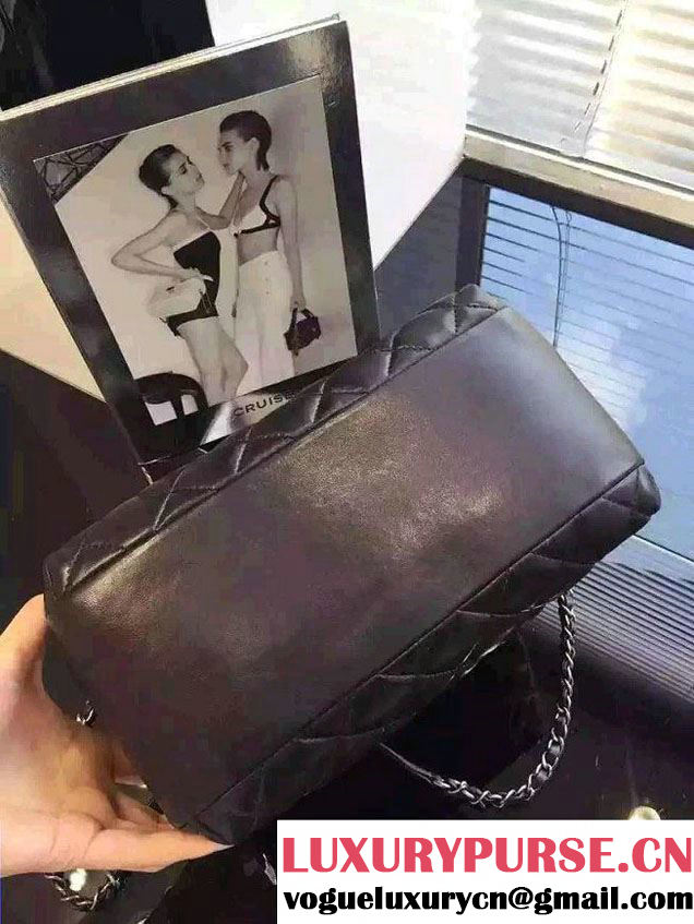 Chanel Lambskin Bowling Bag A92238/A92239 Black Embellished With A Chanel Metallic Plate 2015