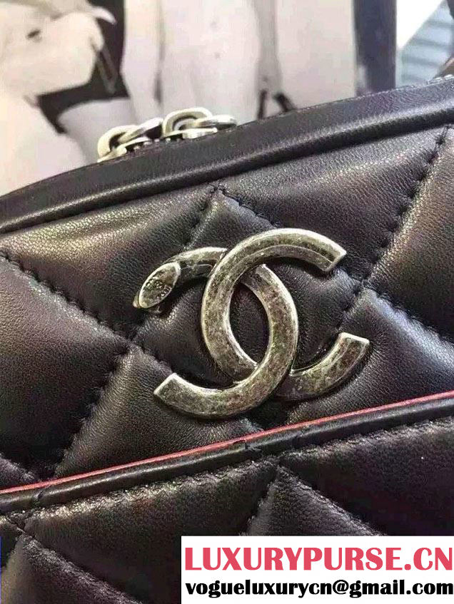 Chanel Lambskin Bowling Bag A92238/A92239 Black Embellished With A Chanel Metallic Plate 2015