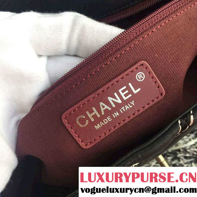 Chanel Leather Chevron Stitch Flap Shoulder Tote Bag Black 2015/2016