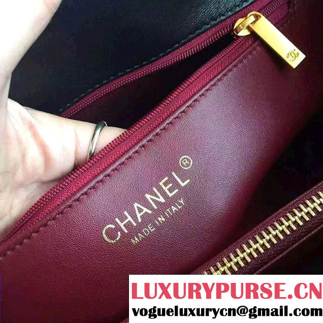 Chanel Lambskin Shopping Tote Bag Black Embellished A Plate Fall Winter 2015