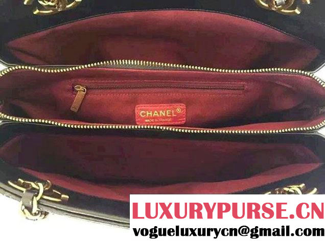 Chanel Alligator Pattern Small Shopping Bag Black 2015