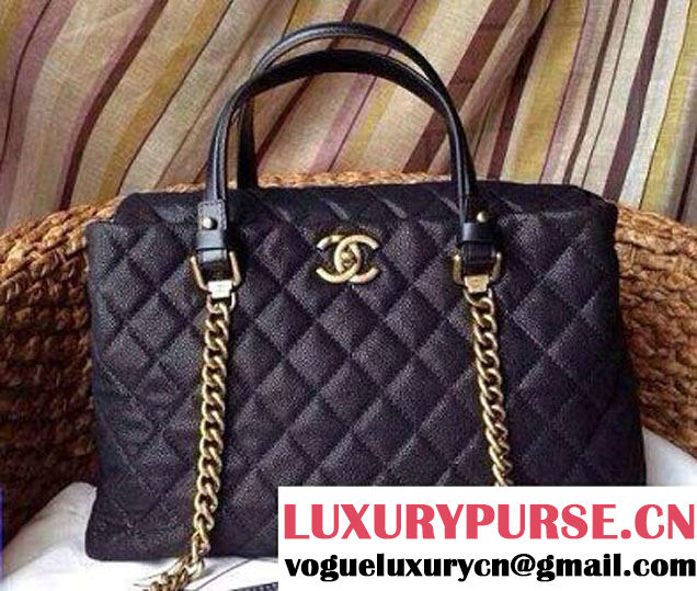 Chanel Chic Quilt Iridescent Tote Bag Black