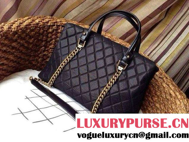 Chanel Chic Quilt Iridescent Tote Bag Black