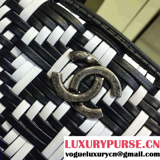 Chanel Calfskin and Braided Fabric Bowling Small Bag 2015