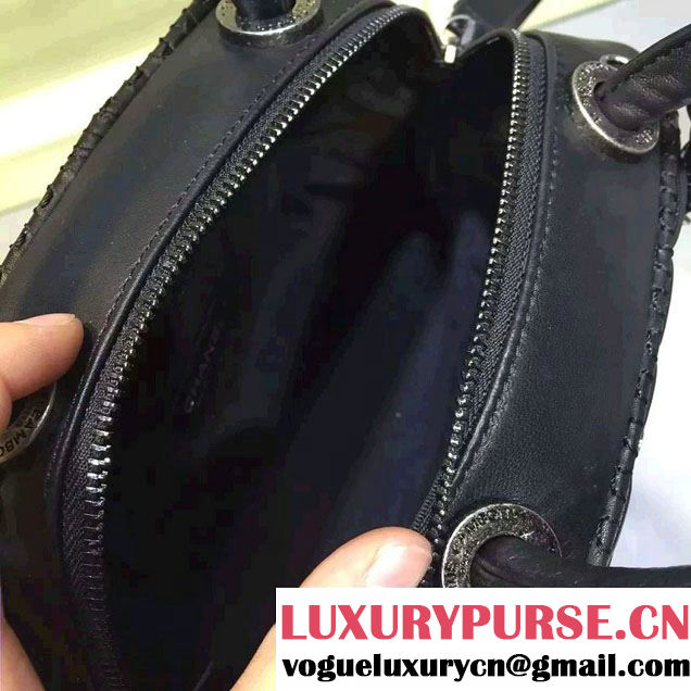 Chanel Calfskin and Braided Fabric Bowling Small Bag 2015