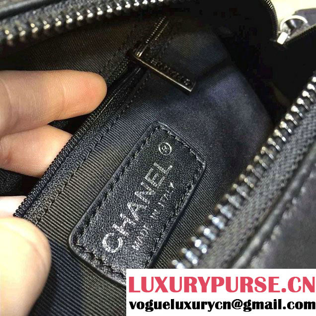 Chanel Calfskin and Braided Fabric Bowling Small Bag 2015