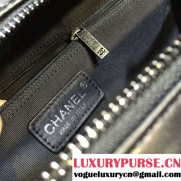 Chanel Calfskin and Braided Fabric Bowling Large Bag 2015