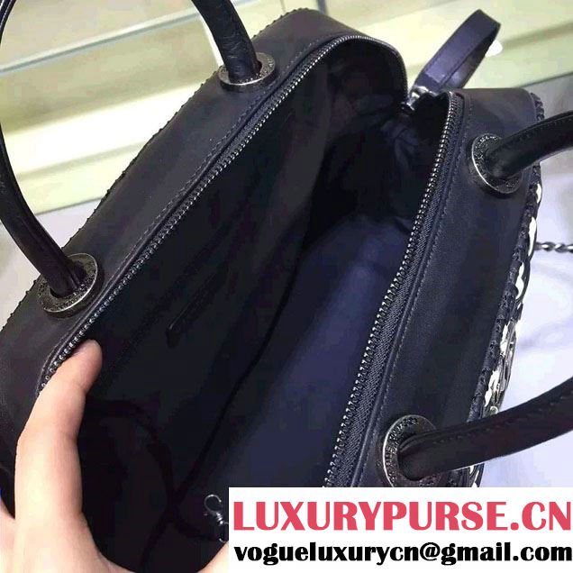 Chanel Calfskin and Braided Fabric Bowling Large Bag 2015