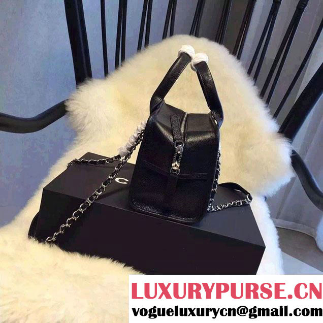 Chanel CC Caviar Leather Bowling Shopping Tote Bag Black Fall Winter 2015