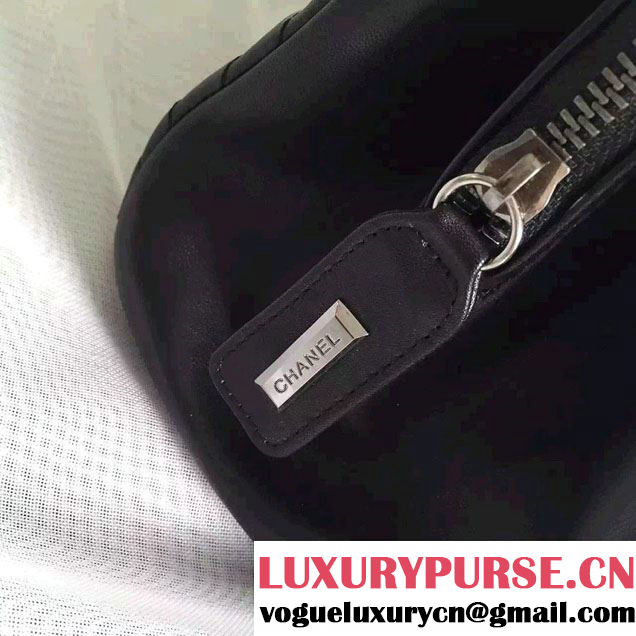 Chanel Quilted Lambskin Shopping Tote Bag Black Fall Winter 2015