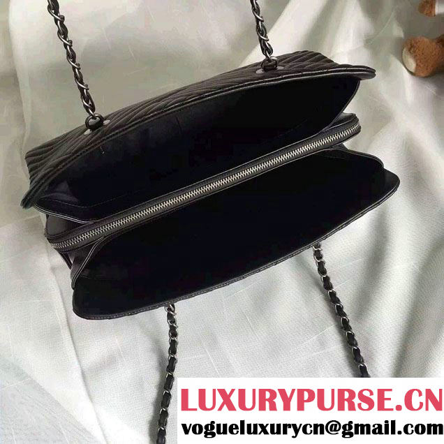 Chanel Quilted Lambskin Shopping Tote Bag Black Fall Winter 2015