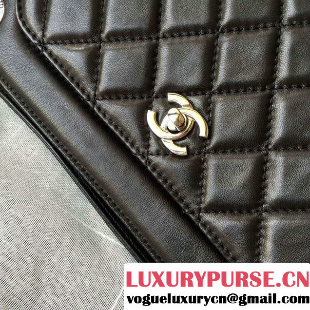Chanel Lambskin Leather Shopping Tote Bag Black Fall Winter 2015