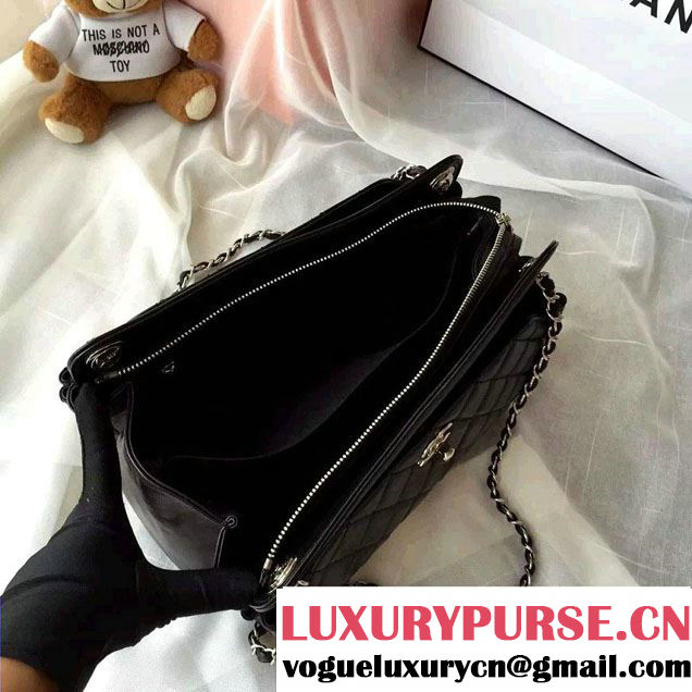 Chanel Lambskin Leather Shopping Tote Bag Black Fall Winter 2015