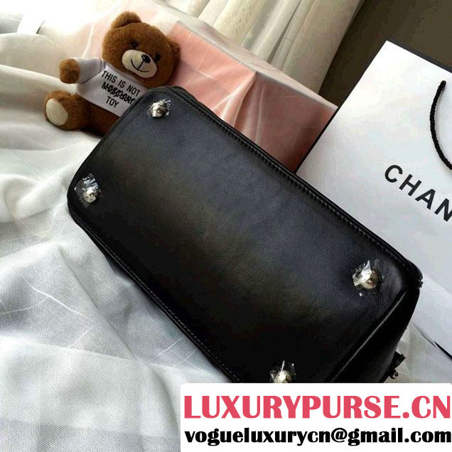 Chanel Lambskin Leather Shopping Tote Bag Black Fall Winter 2015